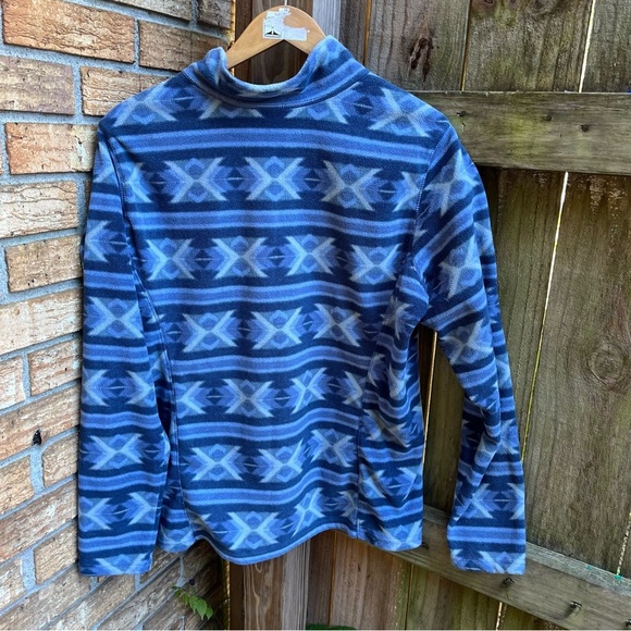 Eddie Bauer Blue Geometric Zip-Up Sweater - Picture 3 of 3